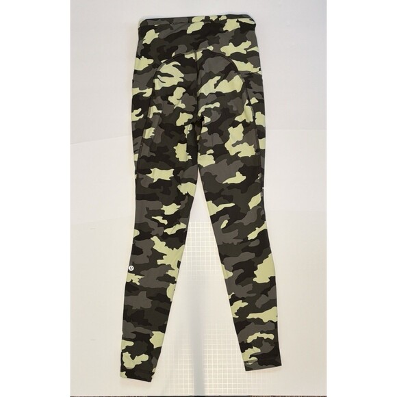 Lululemon Fast Free High-Rise Cropped Leggings Camo Green Pants Women’s Size 4 - Picture 5 of 5